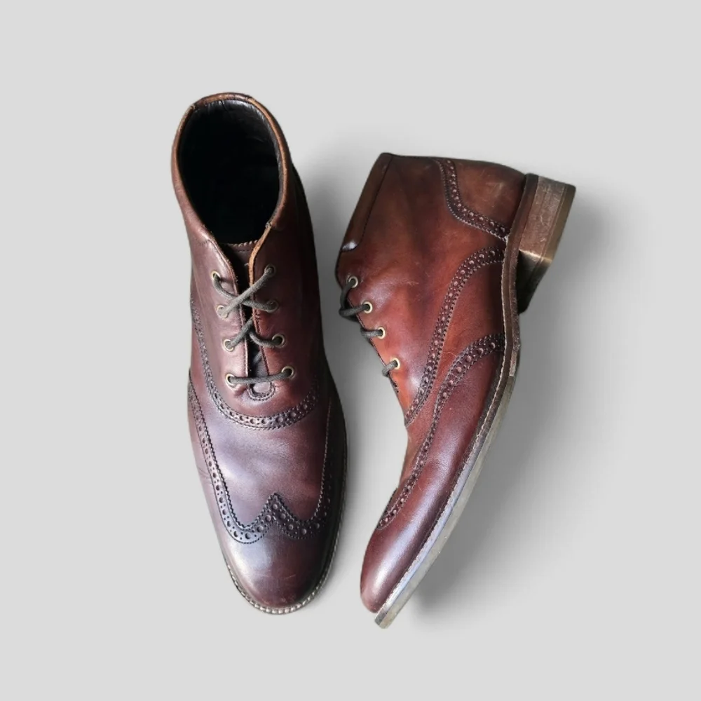 Cole Haan Liam Chukka Il Men's Wingtip Leather Ankle Boots Brogue Lace